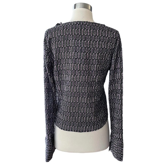 ZARA Blouse Long Sleeves Ruffle Trim Ties at Front Lightweight Jacket Medium NWT - Picture 5 of 11